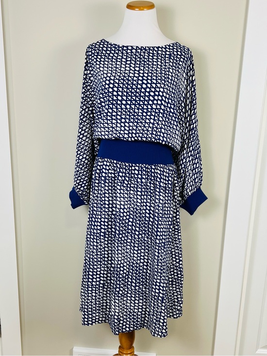 Anthropologie Dresses & Skirts - Maeve Blue and White Geometric Dress